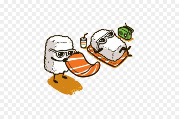 Sushi Japanese Cuisine Sashimi Cartoon Illustration - Lovely sushi 