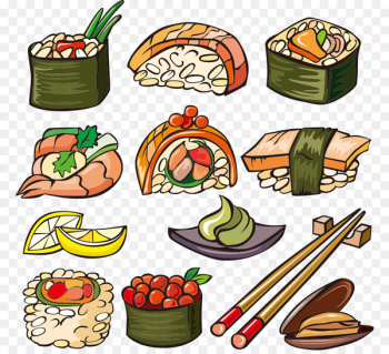 Sushi Japanese Cuisine Seafood Clip art - Vector painted sushi material 