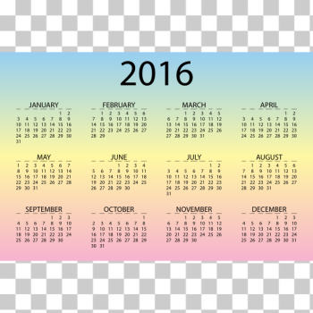 SVG 2016 Calendar Pastel SVG 2016 Calendar Pastel