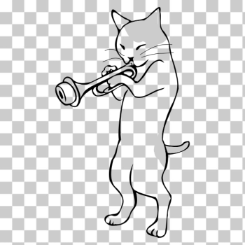 SVG Anthropomorphic Trumpet Playing Cat SVG Anthropomorphic Trumpet Playing Cat