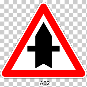 SVG Approaching intersection on road with priority traffic warning sign vector graphics