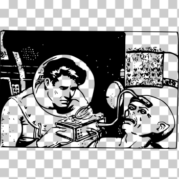 SVG Astronaut examining an alien