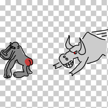 SVG Baboon teases bull SVG Baboon teases bull
