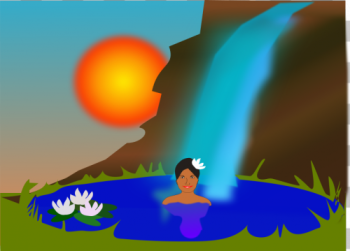 SVG bathing in a waterfall
