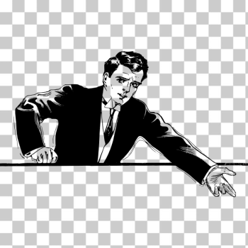 SVG Black and white salesman illustration
