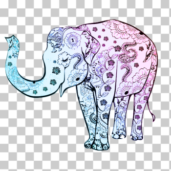 SVG Blue floral elephant vector graphics SVG Blue floral elephant vector graphics
