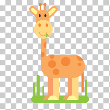 SVG Cartoon giraffe eating grass