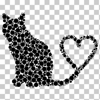 SVG Cat 2 Silhouette Heart Tail Circles SVG Cat 2 Silhouette Heart Tail Circles