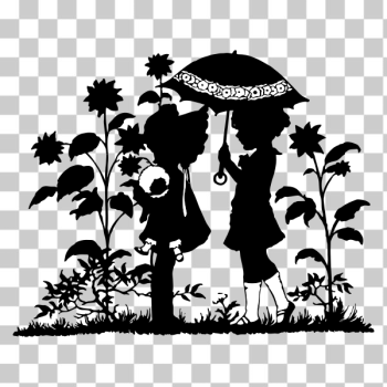 SVG Children with umbrellas SVG Children with umbrellas