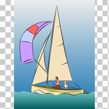 SVG Color sailing boat vector drawing