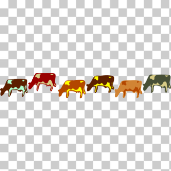 SVG Colored cows set vector illustration SVG Colored cows set vector illustration