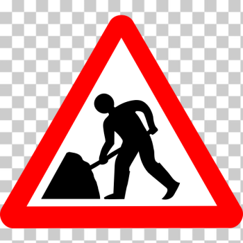 SVG Digging roadworks ahead warning sign vector drawing