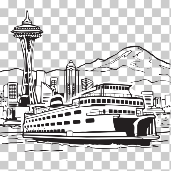 SVG Ferry in port vector image SVG Ferry in port vector image