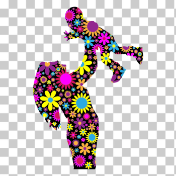 SVG Floral mother and son