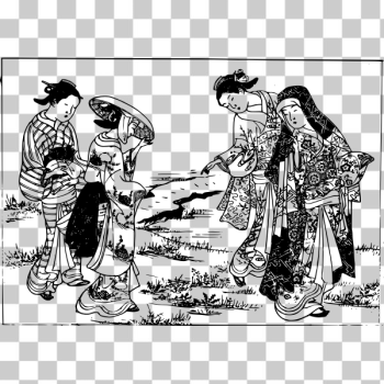 SVG Four Japanese ladies in countryside SVG Four Japanese ladies in countryside