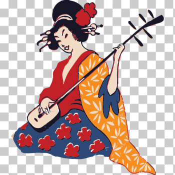 SVG Geisha playing instrument
