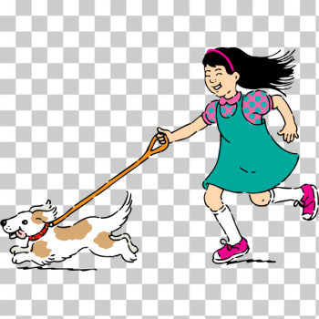 SVG Girl walking dog vector image SVG Girl walking dog vector image