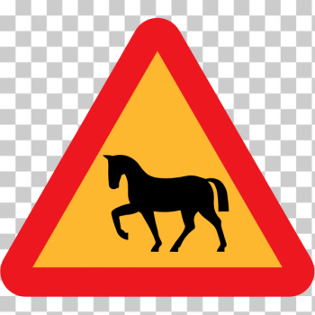 SVG Horse on road vector traffic sign