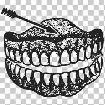 SVG Human denture black and white vector illustration with arrow
