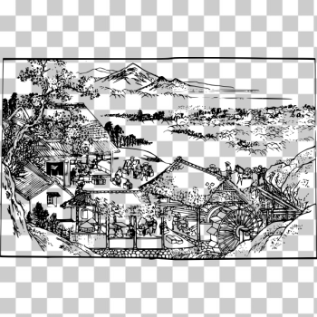 SVG Japanese countryside vector image SVG Japanese countryside vector image