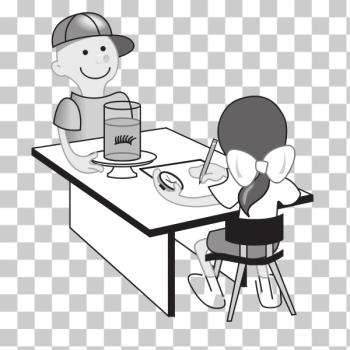 SVG Kids experimenting at table vector illustration