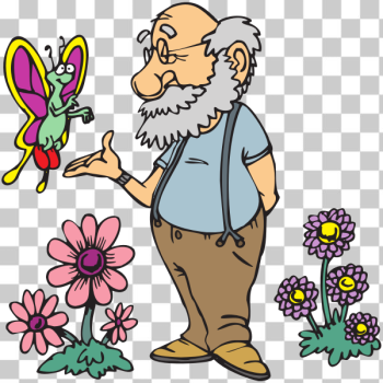 SVG Old man with butterfly