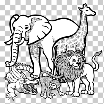 SVG Outline drawing of African animals SVG Outline drawing of African animals