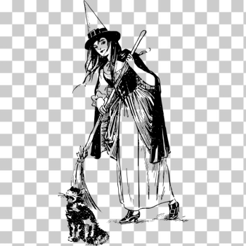 SVG Pretty witch with cat vector image