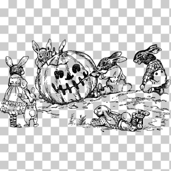 SVG Rabbits and a Jack-o-Lantern Vector SVG Rabbits and a Jack-o-Lantern Vector
