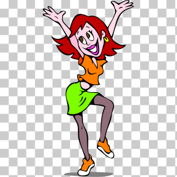 SVG Red-haired girl dancing vector image SVG Red-haired girl dancing vector image
