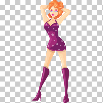 SVG Red-haired girl in violet tight clothes SVG Red-haired girl in violet tight clothes