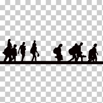 SVG Silhouette of refugees fleeing from the war SVG Silhouette of refugees fleeing from the war