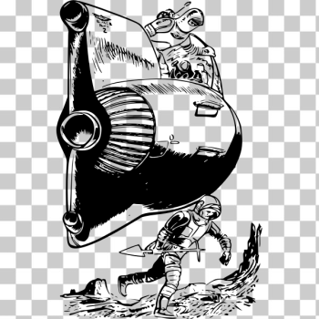 SVG Space walk scene from Danger in Deep Space vector clip art