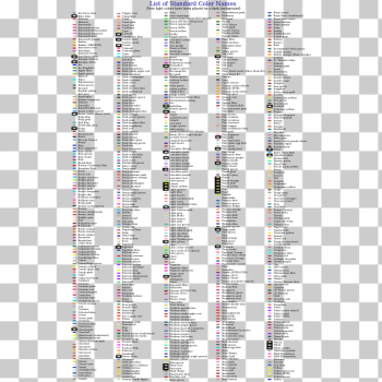 SVG Standard Color List SVG Standard Color List
