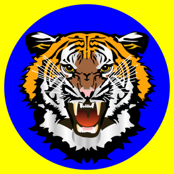 SVG Tiger blue on yellow sticker vector image SVG Tiger blue on yellow sticker vector image
