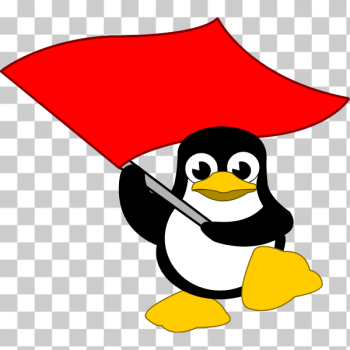 SVG Tux waving red flag vector image SVG Tux waving red flag vector image
