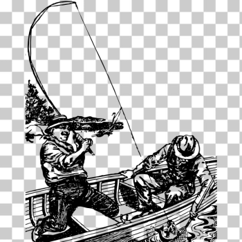 SVG Two men fishing off a boat in a lake vector graphics SVG Two men fishing off a boat in a lake vector graphics