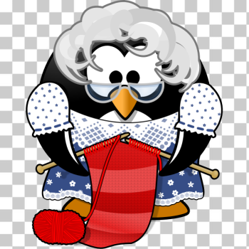 SVG Vector clip art of grandma penguin knitting SVG Vector clip art of grandma penguin knitting