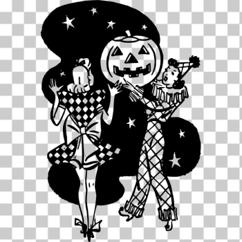 SVG Vector clip art of Halloween ladies holding a carved pumpkin
