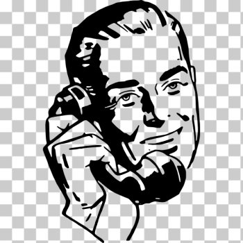 SVG Vector clip art of man talking on old style telephone SVG Vector clip art of man talking on old style telephone