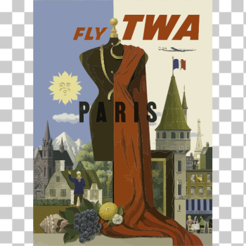 SVG Vector clip art of Paris vintage travel poster SVG Vector clip art of Paris vintage travel poster