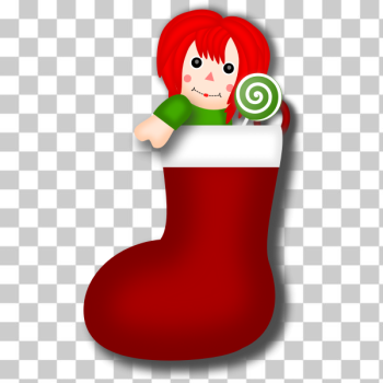 SVG Vector clip art of rag doll Christmas stocking