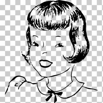 SVG Vector drawing of a female hairstyle with short hair and bangs