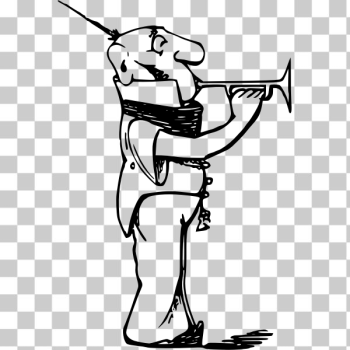 SVG Vector drawing of bald man trumpet player SVG Vector drawing of bald man trumpet player