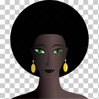 SVG Vector drawing of black woman with green eyes