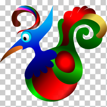 SVG Vector drawing of bluecartoon red and green decorative bird