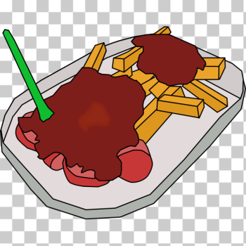 SVG Vector drawing of curry sausage and fries SVG Vector drawing of curry sausage and fries