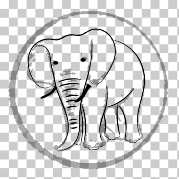 SVG Vector drawing of elephant on postage stamp SVG Vector drawing of elephant on postage stamp