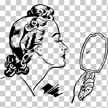 SVG Vector drawing of lady holding a hand mirror SVG Vector drawing of lady holding a hand mirror