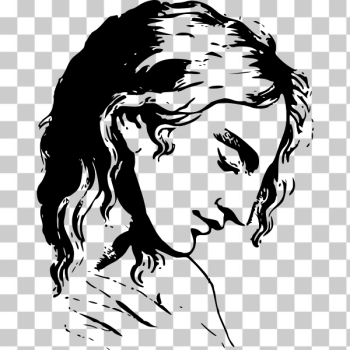 SVG Vector drawing of sad woman SVG Vector drawing of sad woman